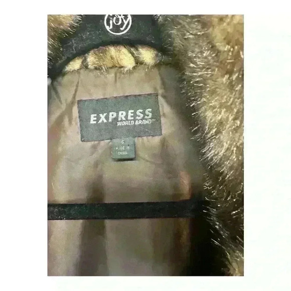 Express Y2K Faux Fur Zipper Front Glam Bohemian Outdoor Vest, S - Picture 5 of 5
